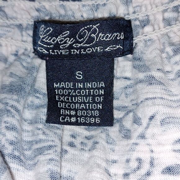 Lucky Brand navy and gray boho peasant  top Sz S - Picture 7 of 7